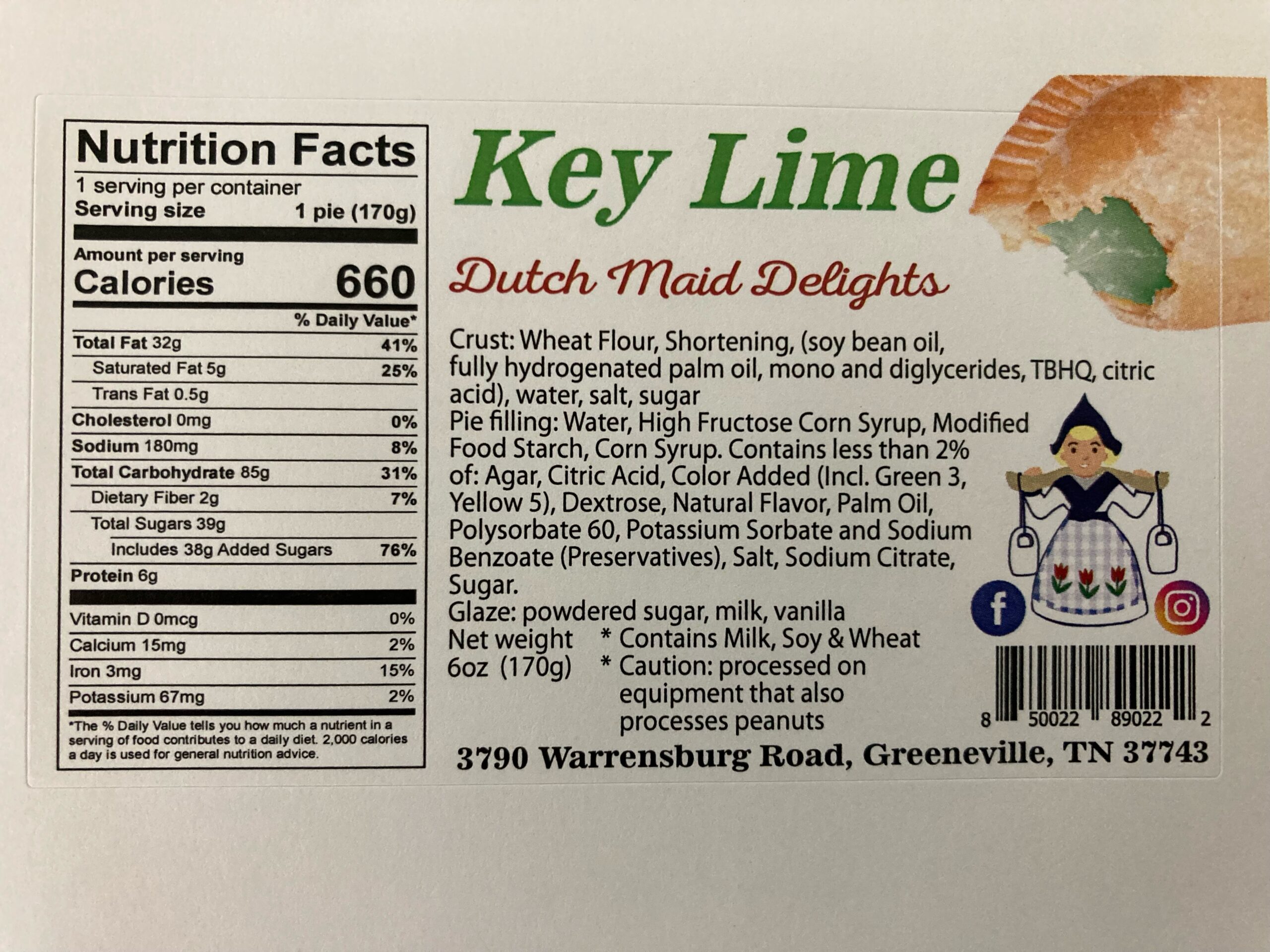 key lime fried pie label